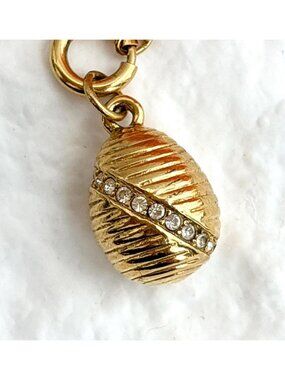 Joan Rivers Fluted Gold Toned Rhinestone Accented Vintage Pendant | Charm